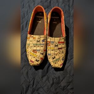 TOMS x Monopoly Beige Gameboard Canvas Slip-Ons Women's Size 8